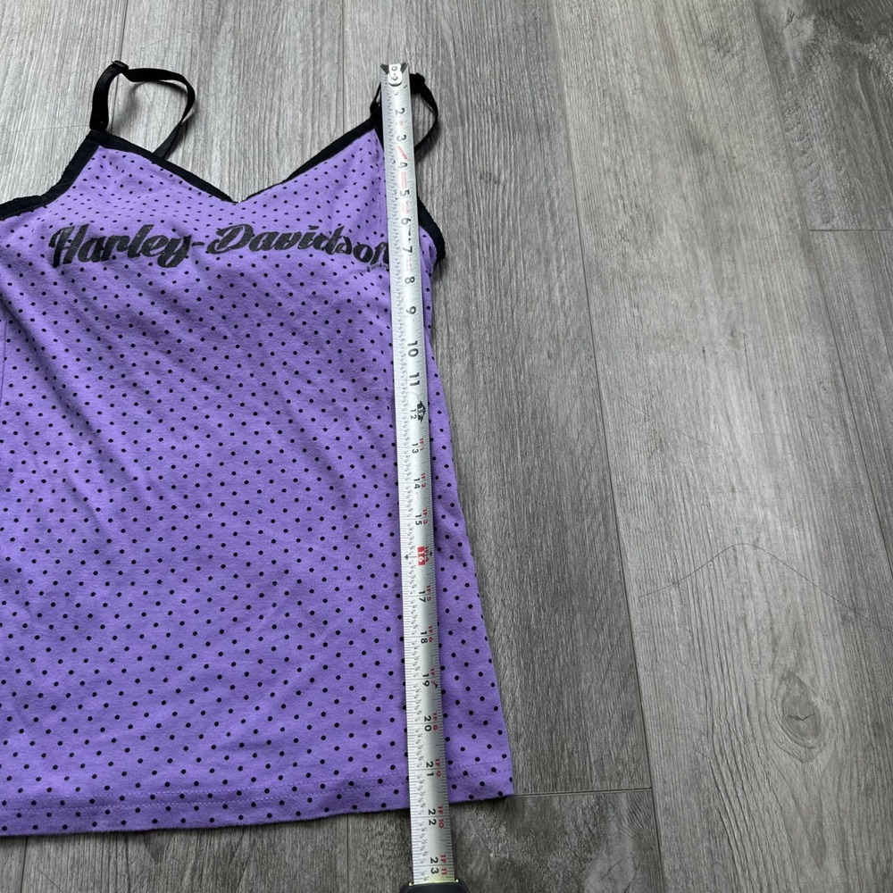 Y2K Harley-Davidson Tank Top Womens S Purple Polka Dot Black Hills Rapid City - Picture 5 of 6